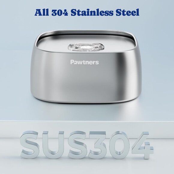 Upgrade No Spill Water Bowl for Dogs All Stainless Steel Non-Slip Base 135oz/4L - Picture 2 of 6